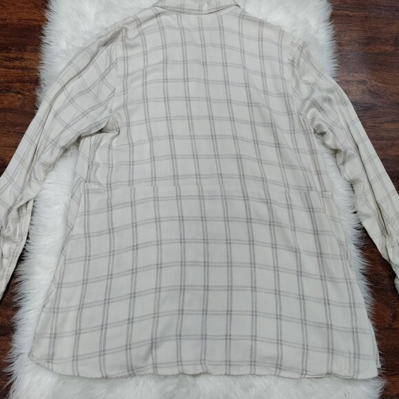 J. Jill Plaid Classic Button Front Long Sleeve Viscose Tunic Shirt Medium NWT - Picture 7 of 11
